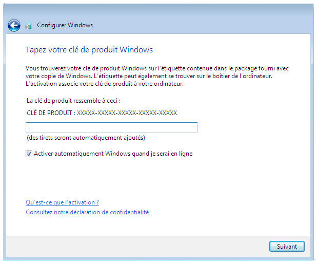 Windows 7 - Clef de produit
